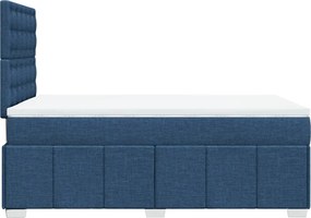 vidaXL Κρεβάτι Boxspring με Στρώμα Μπλε 120x190 εκ. Υφασμάτινο
