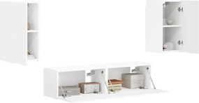 vidaXL Σετ επίπλου τηλεόρασης 4 pcs Λευκό Επεξεργασμένο ξύλο
