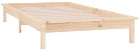vidaXL Πλαίσιο Κρεβατιού με LED 90 x 190 εκ. Μονό από Μασίφ Ξύλο