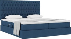 vidaXL Κρεβάτι Αποθήκης με κεφαλάρι Μπλε 200 x 200 cm Ύφασμα
