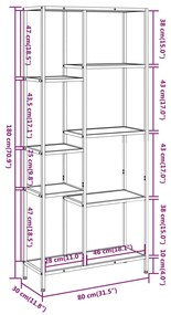 vidaXL Βιβλιοθήκη 80 x 30 x 180 εκ. από Ατσάλι και Επεξεργασμένο Ξύλο