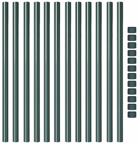 vidaXL Πό posts φράχτη 12 pcs Πράσινο 110 cm