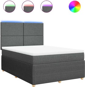 vidaXL Κρεβάτι Boxspring με Στρώμα Σκούρο Γκρι 140x200 εκ Υφασμάτινο