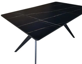 Τραπέζι Ezali mdf μαύρη όψη μαρμάρου με μαύρα μεταλλικά πόδια 140x80x75εκ 140x80x75 εκ.
