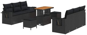 vidaXL Σετ Καναπέ Κήπου 9 pcs Μαύρο συνθετικό ρατάν