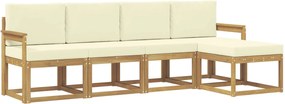 vidaXL Σειρά Καναπέ Εξωτερικού με μαξιλάρι 5 pcs Λευκό και Κρεμ
