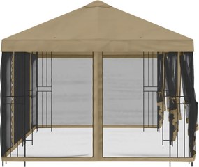 VidaXL Κιόσκι με Πλαϊνές Τοίχους 6 x 3 m Μπεζ Πολυεστέρας και Χάλυβας