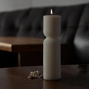 Stewehome Σετ διακοσμητικών αρωματικών κεριών με διπλή ραβδωτή στήλη Λευκό 8x8 cm