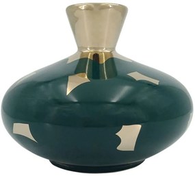Βάζο 15-00-22914 Φ22x18cm Petrol-Gold Marhome Ceramic