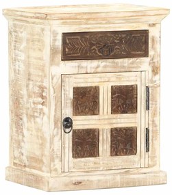 vidaXL Κομοδίνο Λευκό 40x30x50 εκ. από Μασίφ Ξύλο Μάνγκο