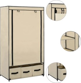 vidaXL Ντουλάπα Κρεμ 87x49x159 εκ. Ύφασμα