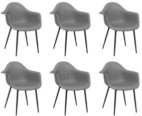 Καρέκλες Τραπεζαρίας 6 τεμ. Γκρι από Πολυπροπυλένιο - Γκρι