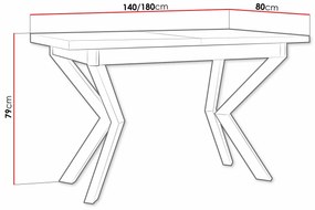Τραπέζι Victorville 328, Μαύρο, Grandson δρυς, 79x80x140cm, 38 kg, Επιμήκυνση, Πλαστικοποιημένη μοριοσανίδα, Μέταλλο | Epipla1.gr