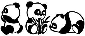 Διακοσμητικό Τοίχου Pandas (Σετ 3Τμχ) 899SKL2364 18x26/20x27/28x18cm Black Wallity Μέταλλο