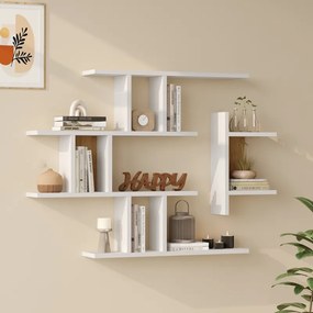Ραφιέρα τοίχου Ledia pakoworld λευκό με oak 110,6x14,5x78εκ