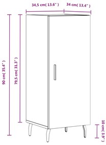 Ντουλάπι Λευκό 34,5 x 34 x 90 εκ. από Επεξεργασμένο Ξύλο - Λευκό