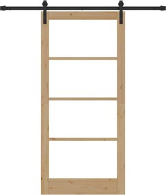 vidaXL Συρόμενη Πόρτα ORKDAL Φυσικό και Μαύρο 93 x 202 cm