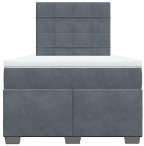 vidaXL Κρεβάτι Boxspring με Στρώμα Σκούρο Γκρι 120x190 εκ. Βελούδινο