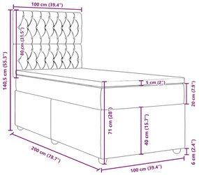 Κρεβάτι Boxspring με Στρώμα Ανοιχτό Γκρι 100x200 εκ. Υφασμάτινο - Γκρι