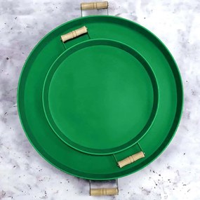 Δίσκος Σερβιρίσματος (Σετ 2Τμχ) 289ALV1108 37x37x2/51x51x3cm Green Hermia Μέταλλο