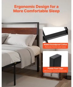 VEVOR Full Size Metal Platform Bed Frame with Headboard &amp; Under-Bed Storage 14in