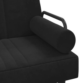 Καναπές Κρεβάτι με Μπράτσα Μαύρος Βελούδινος - Μαύρο