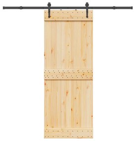 vidaXL Συρόμενη Μεσόπορτα με Μηχανισμό 80 x 210 εκ. Μασίφ Ξύλο Πεύκου