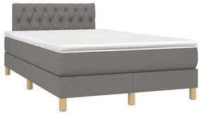 ΚΡΕΒΑΤΙ BOXSPRING ΜΕ ΣΤΡΩΜΑ &amp; LED ΣΚ.ΓΚΡΙ 120X190ΕΚ. ΥΦΑΣΜΑΤΙΝΟ 3270110