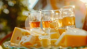 Σετ των 2 Intra Συλλεκτικό Ξύλινο Παζλ Plywood 4mm - Μπύρα, τυρί και σνακ σε ένα γυάλινο πιάτο Σε Ξύλινο Κουτί - Διαστάσεις: 10x10 cm – 25 κομμάτια