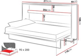 Κρεβάτι τοίχου Concept BC slash-90 x 200-Leuko Gualistero