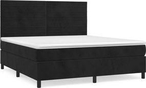 vidaXL Κρεβάτι Boxspring με Στρώμα Μαύρο 160x200 εκ. Βελούδινο