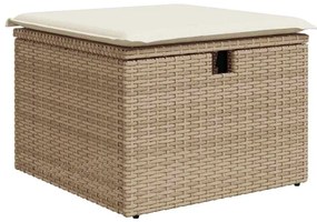 vidaXL Σετ Καναπέ Κήπου με μαξιλάρι 6 pcs Μπεζ Πολυ ράταν