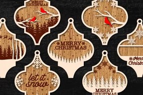 Σετ των 3 Intra απο ξύλο plywood 3mm-4mm πάχος Χριστουγεννιάτικο αραβικό στολίδι με λέιζερ Δίασταση 8x8 cm INTRAFABR-79549966