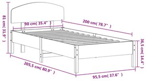 ΣΚΕΛΕΤΟΣ ΚΡΕΒΑΤΙΟΥ ΧΩΡΙΣ ΣΤΡΩΜΑ 90X200 ΕΚ ΜΑΣΙΦ ΞΥΛΟ ΠΕΥΚΟΥ 3207221