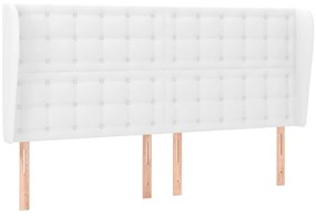 vidaXL Κεφαλάρι με Πτερύγια Λευκό 203x23x118/128 εκ. Συνθ. Δέρμα