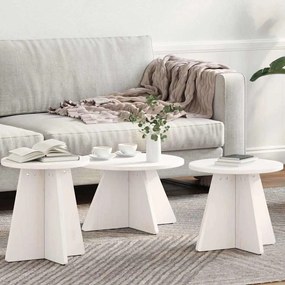 vidaXL Τραπεζάκι σαλονιού 3 pcs Λευκό 49 x 49 x 30 εκ.
