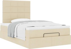 vidaXL Οθωμανικό κρεβάτι με στρώμα Cream 120x190 cm Ύφασμα