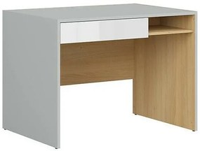 Τραπέζι γραφείου Boston BM115, Με συρτάρια, Αριθμός συρταριών: 1, 75x100x70cm, 37 kg, Ανοιχτό γκρι, Δρυς, Γυαλιστερό λευκό | Epipla1.gr