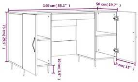 Γραφείο Λευκό 140 x 50 x 75 εκ. από Επεξεργασμένο Ξύλο - Λευκό