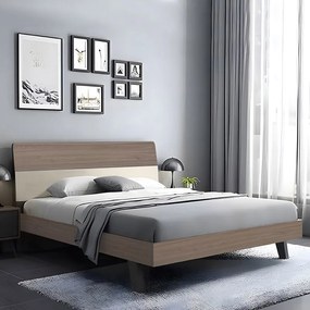 WOODWELL VANITY Κρεβάτι Διπλό, για Στρώμα 160x200cm, Απόχρωση Sonoma Oak-Cream 161x201x98cm Ε7350,2