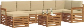 vidaXL Σειρά Καναπέ Εξωτερικού με μαξιλάρι 8 pcs Φυσικό και Μπεζ