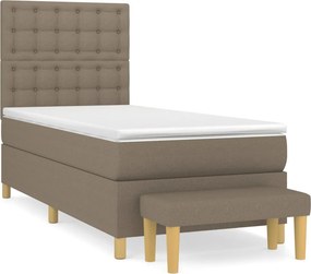 vidaXL Κρεβάτι Boxspring με Στρώμα Taupe 90x190 εκ.Υφασμάτινο