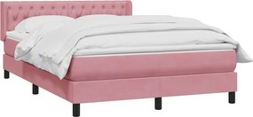 vidaXL Κρεβάτι Boxspring με Στρώμα Ροζ 140x210 εκ. Βελούδινο