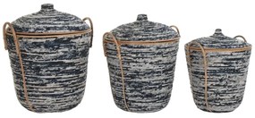 Σετ Καλαθιών DKD Home Decor Λευκό Μαύρο Φυσικό