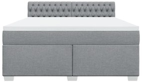 Κρεβάτι Boxspring με Στρώμα Ανοιχτό Γκρι 180x200 εκ. Υφασμάτινο - Γκρι