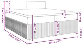 Κρεβάτι Boxspring με Στρώμα Ανοιχτό Γκρι 200x200 εκ. Βελούδινο - Γκρι