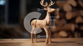Intra Συλλεκτικό Ξύλινο Παζλ Plywood  4mm - Ξύλινο ειδώλιο ελαφιού σε σωρούς από ξύλο Σε Ξύλινο Κουτί - Διαστάσεις: 10x10 cm – 25 κομμάτια