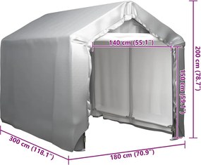 vidaXL Τέντα Αποθήκευσης Γκρι 180 x 300 εκ. Ατσάλινη