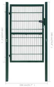 Πόρτα Περίφραξης (Μονή) Πράσινη 106 x 190 εκ. - Πράσινο