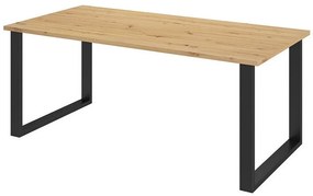 Τραπέζι Tucson 139, Μαύρο, Artisan βελανιδιά, 75x90x185cm, 54 kg, Πλαστικοποιημένη μοριοσανίδα, Μέταλλο | Epipla1.gr
